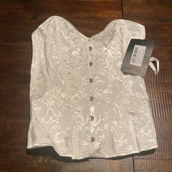 Ladies white brocade corset size medium NWT pretty little things - Picture 1 of 8